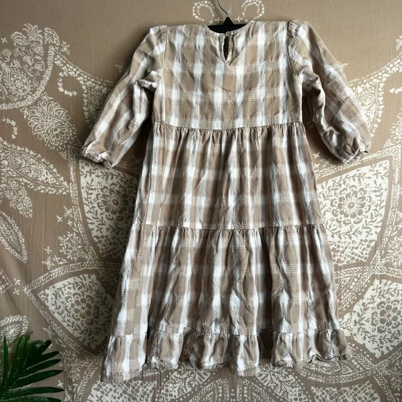 Rylee + Cru Tan Plaid Kids Casual Dress - Picture 4 of 4